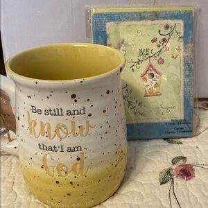 Scripture Inspirational Yellow Mug with Notecards